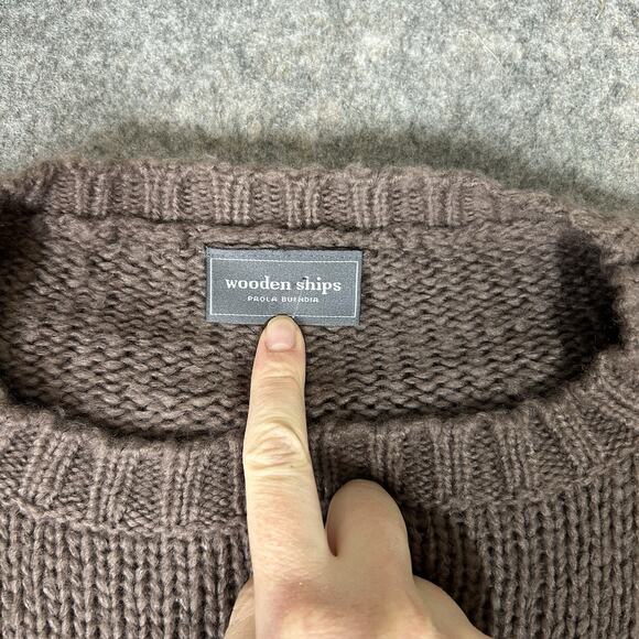Wooden Ships Sweater Womens S/M Mohair Wool Blend Stay Cozy Brown Oversized Crew - Picture 3 of 7